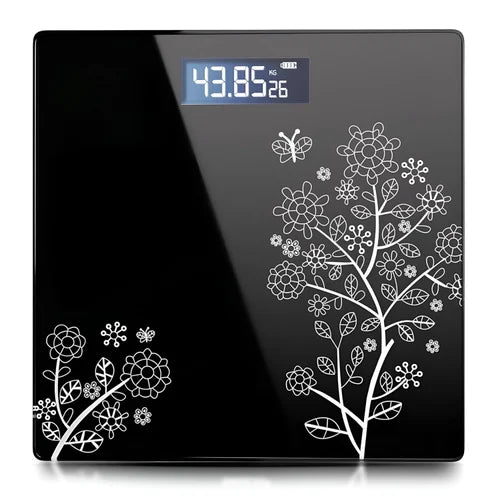 MCP Floral Digital Bathroom Weighing Scale for Body Weight, LCD Display, Thick Tempered Glass